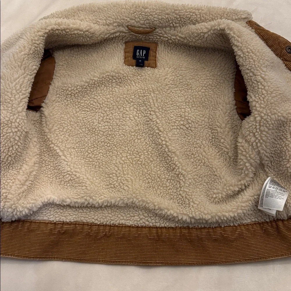 Too cute! GAP Kids Tan Corduroy Jacket with Sherpa Collar, sz XS